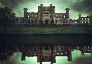 castle, ruin, lake